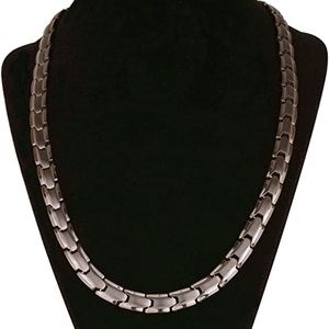 Elegant Titanium Magnetic Therapy Necklace Silver